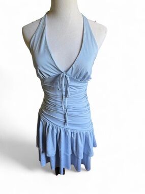 wild fable Light Blue Ribbed Halter Dress